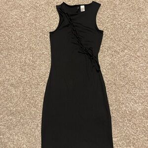 H&M Elegant Black Midi Dress with Unique Detail